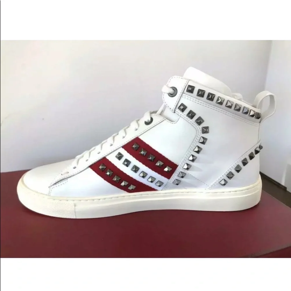 Bally Men's‎ White Leather Sneaker Hightop Shoe US9